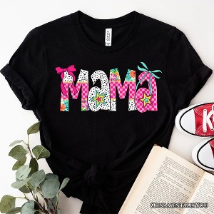 Preppy Pink Mama Coquette T-Shirt, Retro White and Black Tee for Trendy and Stylish Moms Black 2XL - 1 of 4