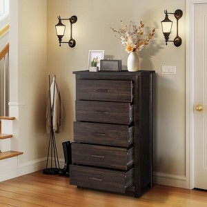 Karl Home 5-Drawer Brown MDF 28.74in. W Chest of Drawer - 1 of 4