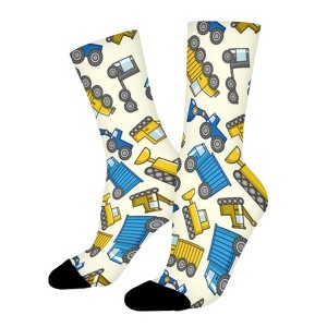 Truck Pattern Women Printed Crew Socks Funny Funky Socks Soft Polyester Novelty Gifts for Artists Men - 1 of 1