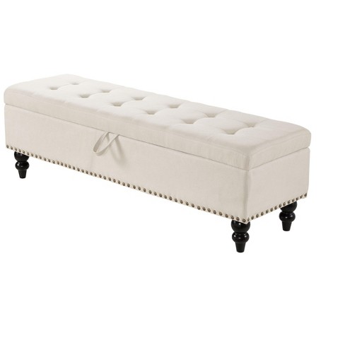 NicBex Modern 59" Storage Bench Linen Accent Stool with Button Tufted Top for Entryway and Living Room - image 1 of 4