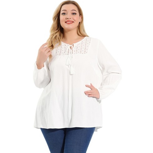 Agnes Orinda Women's Plus Size Elegant Tie Chiffon Formal Office Shirts  White 3x : Target