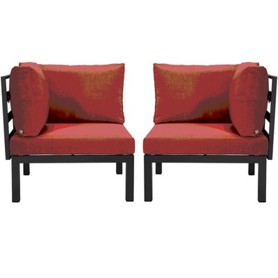 LeisureMod 2-Piece Corner Chair Loveseat Upholstered in Polyester with Aluminum Frame and Removable Cushion Hamilton Collection