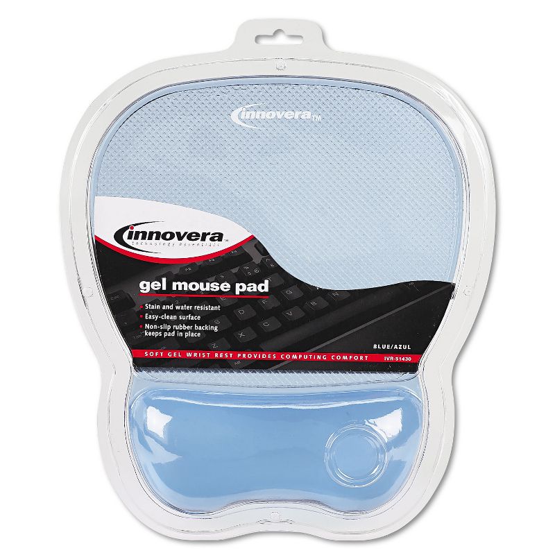 Innovera Gel Mouse Pad w/Wrist Rest Nonskid Base 8-1/4 x 9-5/8 Blue 51430, 2 of 3