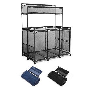 Yescom Rolling Mesh Pool Storage Bin Floats Toys Organzier Metal Frame 10 Wheels Double Decker with Blue Mesh Replacement Net Combo - 1 of 4