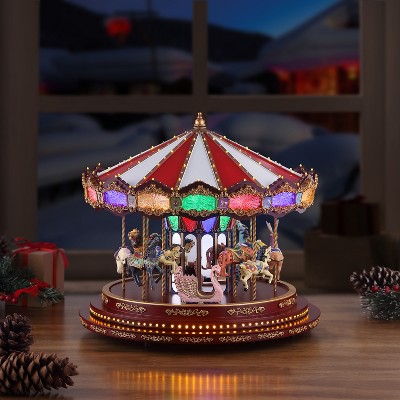 Mr. Christmas 16.5" Brown and Gold LED Carousel Decoration