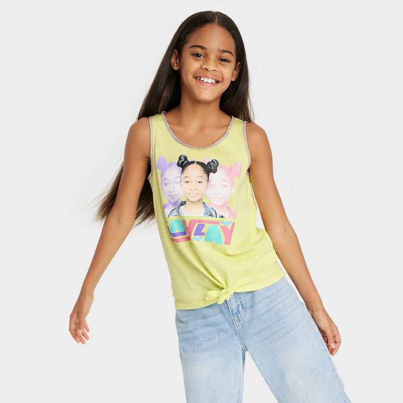 Girls' Nickelodeon That Girl Lay Lay Tie-Front Tank Top - Lime Green, 1 of 4