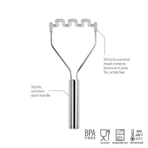 Tovolo Stainless Steel Handled Potato Masher Gray: Silicone & Stainless Steel, 14.1" Length, Hand Wash - 1 of 2