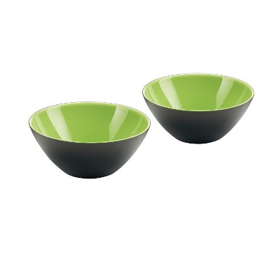 Guzzini My Fusion Kiwi Green and Black 8.8 Ounce Acrylic Bowl, Set of 2