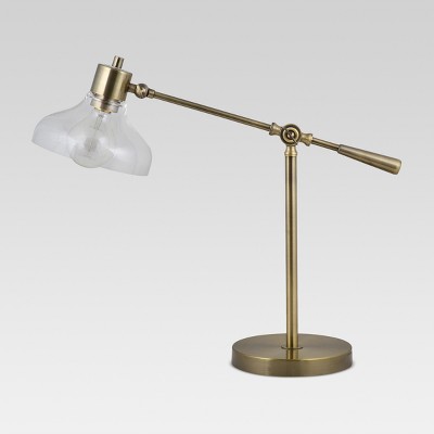 Crosby Glass Desk Lamp Brass (Includes 