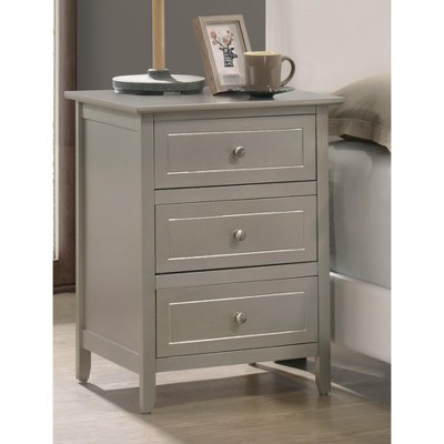 Modern Minimalist Silver Champagne 3-Drawer Nightstand
