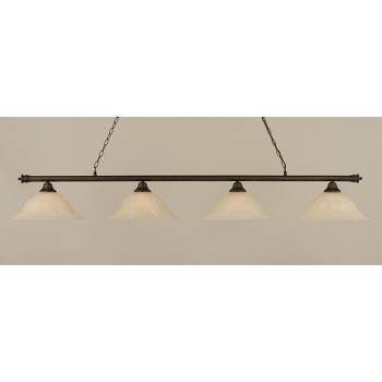 Toltec Lighting Oxford 4 - Light Island Pendant Light in  Bronze with 16" Amber Marble Shade