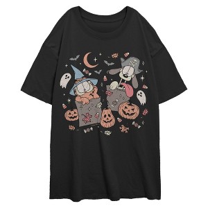 Juniors Garfield Orange Cat and Odie Trick Or Treat Season T Shirt - 1 of 2