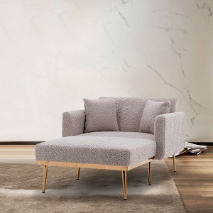 CAVINAS Teddy Velvet Accent Chair with Adjustable Mid-Height Backrest,Cozy Upholstered Living Room Chairs,Reading Chairs for Living Room - 1 of 4
