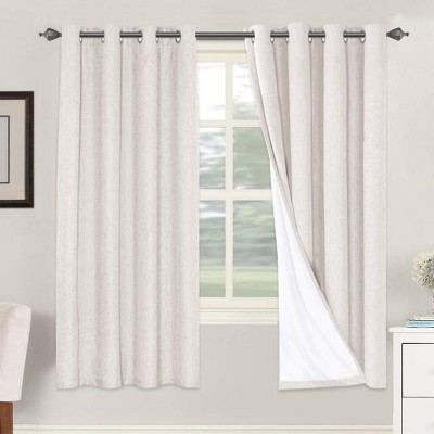 H.Versailtex Linen 100% Blackout Curtains Thermal Insulated Linen Drapes, Grommet White Liner Sold of 2 Panels