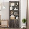 Industrial Oak Bookcase with Doors, 4-Shelf Storage Display, 71.4in Tall, 11.8in Depth, for Bedroom/Living Room/Home Office - 4 of 4