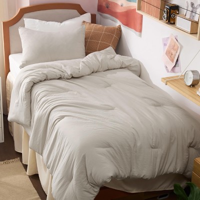 Bedsure | 3Pcs Beige Soft Warm Imitation Washed Cotton Bed Comforter Sets for All Seasons