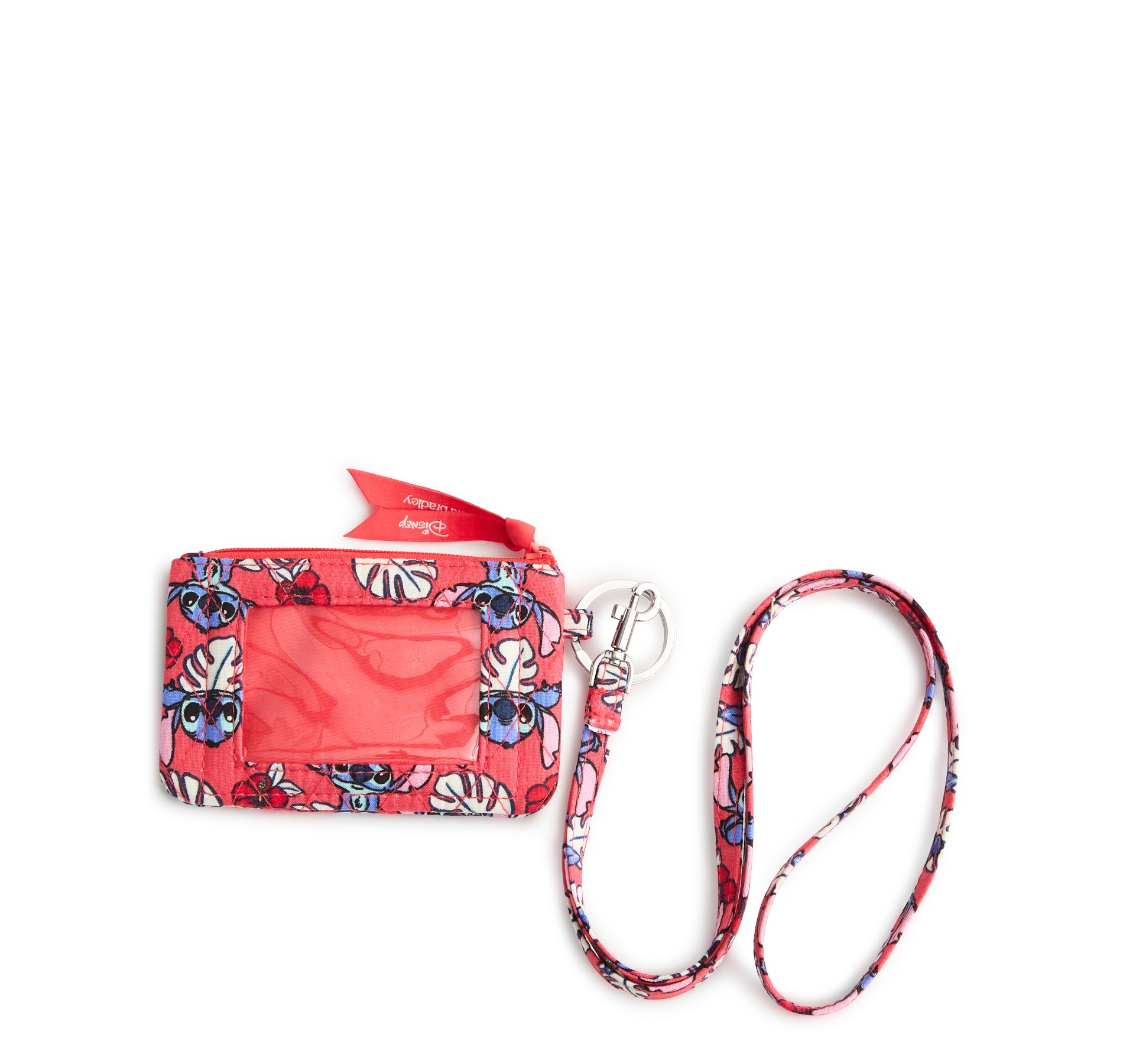 Vera Bradley Women's Disney Lilo and Stitch Cotton Zip ID Lanyard Stitch Monstera