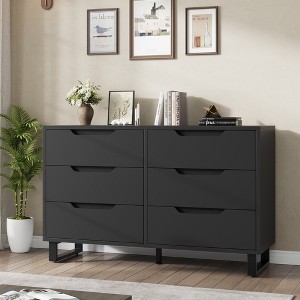 Garvee 6 Dresser for Bedroom, 47.2" Wide Dresser, Freestanding Vertical Drawer Cabinet with Storage, Wooden Closet Storage Chest for Bedroom - 1 of 4