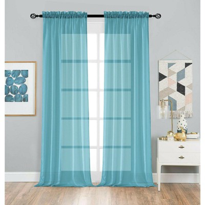 Designer Sheer Voile Rod Pocket Curtains For Small Windows