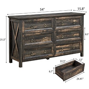 Bella Depot Farmhouse 6 Drawers Dresser Chests for Bedroom - 1 of 4