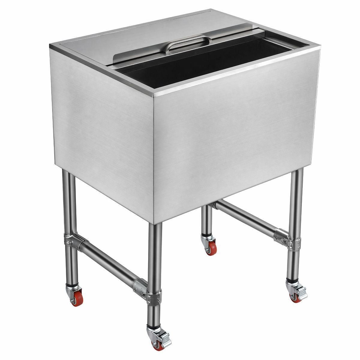 Commercial Ice Bin with Sliding Lid, Stainless Steel Underbar Ice Chest, Insulated Ice Well with Drain System for Restaurant Pub Cocktail Station - thumbnail 8