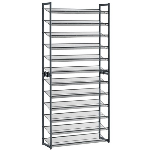 SONGMICS 12-Tier Shoe Rack Tall Metal Shoe Storage Organizer Grey