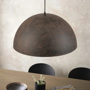 Rennnsan Therryn 19" W 1 - Light Gold Foiled Distressed Metal Modern Dimmable Oversize Flush Mount in Dark Brown - 1 of 4