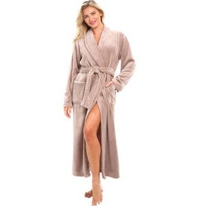 ADR Plush Striped Robe for Women, Long Fleece Plaid Winter Bath Robe, Plus Size - 1 of 3
