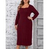 Women's Plus Size Sweater Dress Square Neck Long Sleeve Casual Fall Winter Tunic Knit Midi Dress - 3 of 4