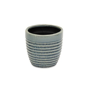 HomeRoots 6" Aqua Striped Ceramic Indoor Outdoor Round Pot Planter - 1 of 4