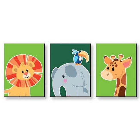 Big Dot Of Happiness Jungle Party Animals - Safari Zoo Animal Nursery Wall  Art And Kids Room Decor - Gift Ideas  X 10 Inches - Set Of 3 Prints :  Target