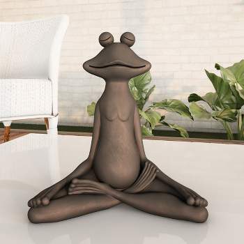 Nature Spring Meditating Yoga Zen Resin Frog Figure - Brushed Bronze Finish
