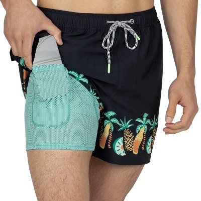 Party Pants Men's Tropic Like It's Hot Swim Shorts - Black M — фото 5