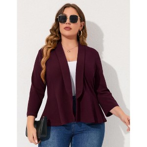 YESFASHION Women Plus Size Casual Blazer Open Front Long Sleeve Work Office Cardigan Jackets - 1 of 3