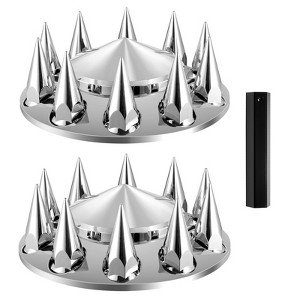 VEVOR Front Axle Wheel Covers, Spiked Axle Cover for Semi Truck, ABS Electroplate Rust-Resistant Lug Nut Covers, Universal Fit - 1 of 4