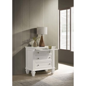 NicBex Nightstand with Pull Out Tray and 3 Drawers Farmhouse Bedside Table with Wood Legs for Bedroom,Living Room - 1 of 4