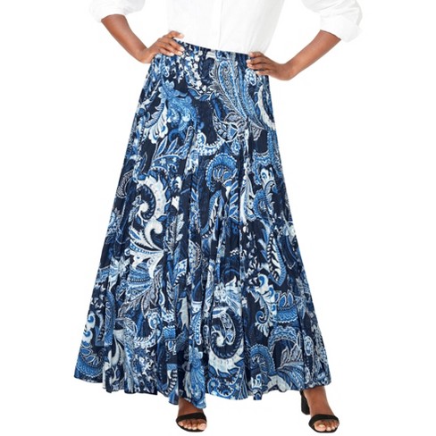 Jessica London Women's Plus Size Flowing Crinkled Maxi Skirt - 34, Navy ...