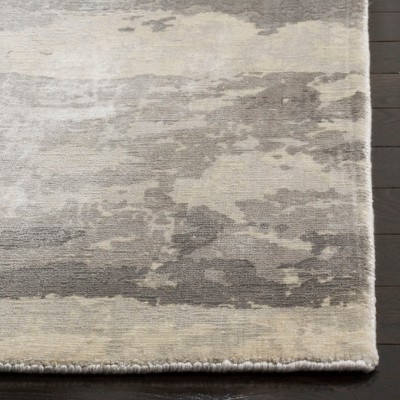 Handmade Gray Abstract 6' x 9' Viscose Silk Area Rug