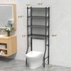 4 Tier Over Toilet Storage Rack Bathroom Organizers with Adjustable Shelf and Basket Black Small Space Storage Cabinet - 2 of 4