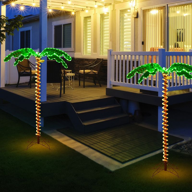Costway 5ft Pre-lit LED Rope Light Palm Tree Hawaii-Style Holiday Decor w/ 198 LED Lights, 5 of 11