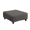 Stretch Pique Square Ottoman Slipcover Flannel Gray - Sure Fit - 3 of 4
