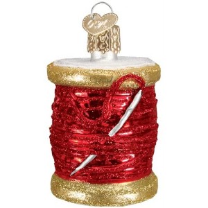 Old World Christmas Glass Blown Ornament for Christmas Tree, Red Spool of Thread - 1 of 4