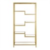 68 Inches 5-Tier Brass Metal Book Case with Glass Top Shelves - Henn&Hart - 3 of 4