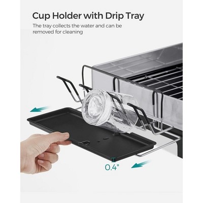 SONGMICS Stainless Steel Dish Drying Rack with Utensil Cup
