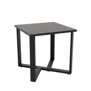 EAGLE PEAK Urban Slate Modern Outdoor Side Table, Weather-Resistant Steel Accent Patio Table - 1 of 4