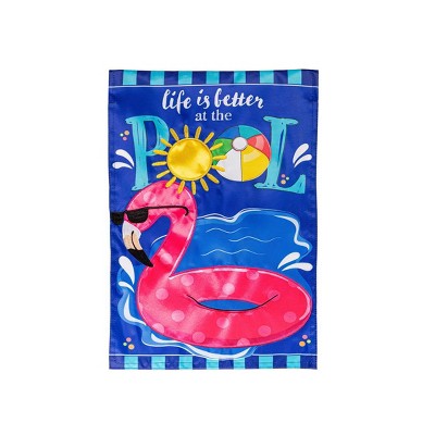 Evergreen Life is Better at the Pool Applique Garden Flag