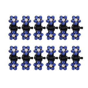 Unique Bargains Girl's Metal Rhinestone Mini Floral Hair Claw Clip 12 Pcs - 1 of 4