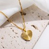 Gold-Tone Textured Heart Pendant Necklace, Romantic Jewelry for Women, Daily & Gifting Occasions - 3 of 4