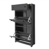 Shoe Rack with 2 Flip Drawers, Free Standing Wood Grain Pattern Top Shoe Cabinet Organizer with Drawer and Adjustable Panel - 2 of 4