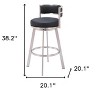 HomeRoots 31" Black And Silver Faux Leather And Stainless Steel Low Back Bar Height Swivel Bar Chair - 3 of 4
